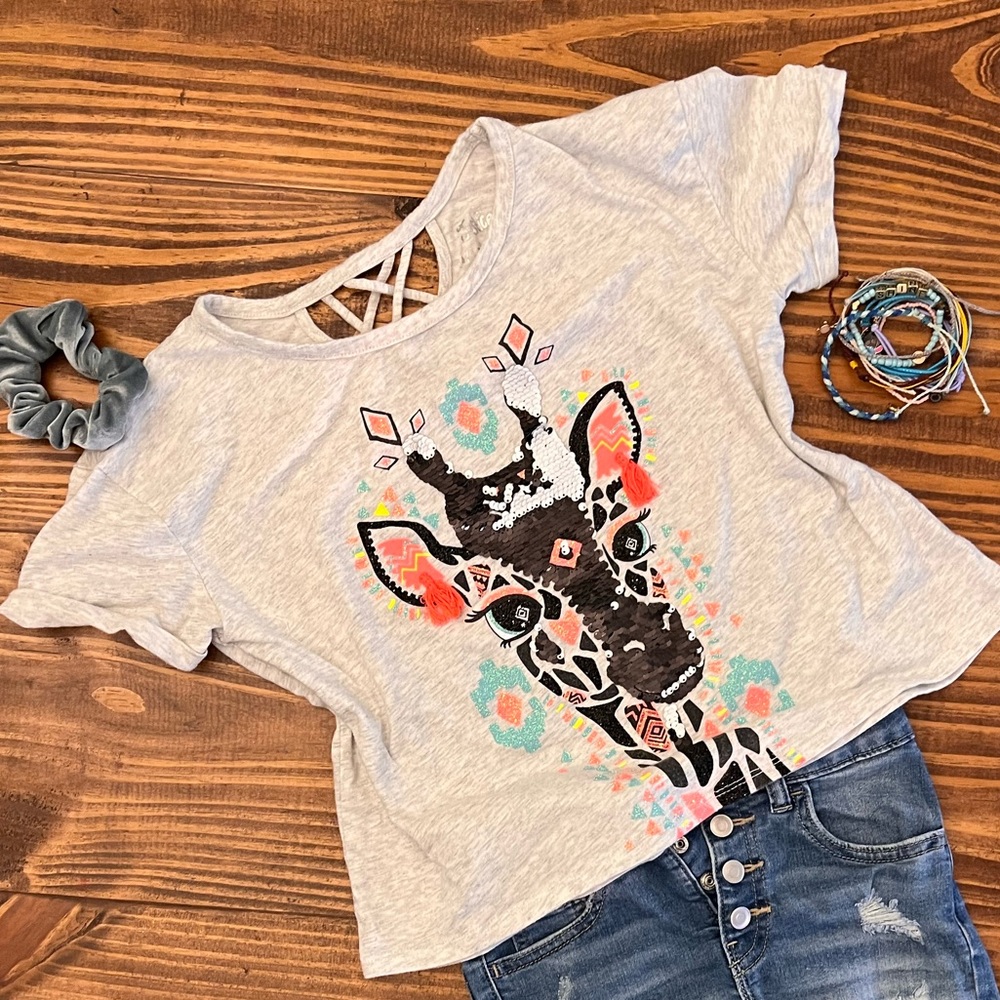 Justice Giraffe Crop Tee